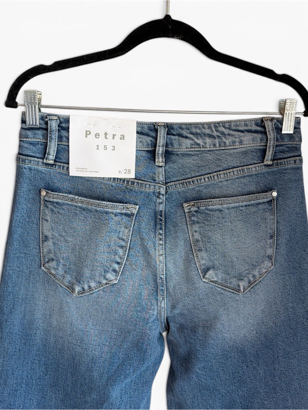 Petra Flare Jeans Size 9/28 Blue Medium Wash Full Length Fading Throughout NWT - Picture 7 of 14